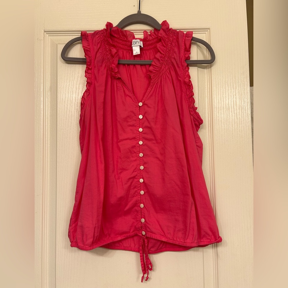 LOFT Vibrant Hot Pink Sleeveless Blouse